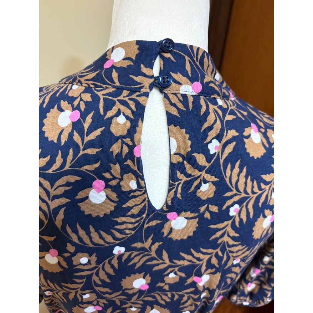 Boden Blue Flora Jersey Puff Sleeve Tie Waist Midi Dress Cottagecore Preppy 10 - Picture 9 of 13